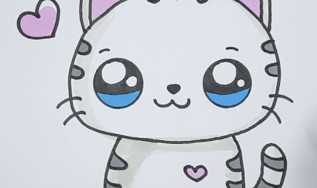 How to draw a cute kitten step by step - cartoon drawing is easy.